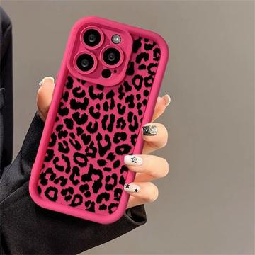 iPhone 15 Pro TPU hoesje met luipaardprint - Hot Pink