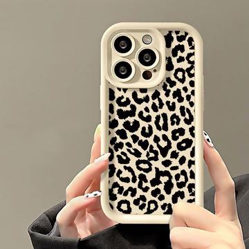 iPhone 15 Pro TPU hoesje met luipaardprint - Wit