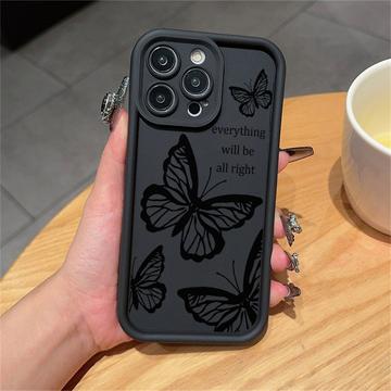 iPhone 15 Pro Max TPU-hoesje met vlinderprint - Zwart