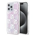 iPhone 15 Pro Max DKNY Liquid Glitter Checkered Pattern Hoesje - Roze