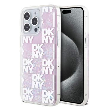 iPhone 15 Pro Max DKNY Liquid Glitter Checkered Pattern Hoesje - Roze