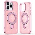 iPhone 15 Pro Max Glitter Hybride Hoesje met Kickstand - MagSafe Compatibel - Roze