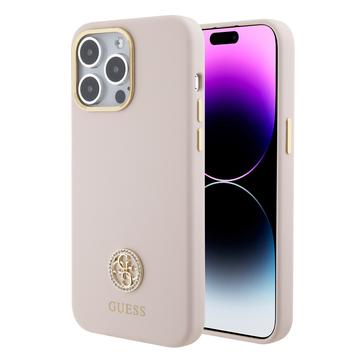 iPhone 15 Pro Max Guess 4G Metalen Logo Vloeibaar Siliconen Hoesje