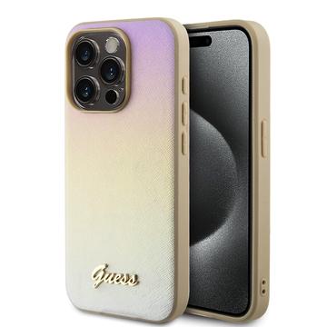 iPhone 15 Pro Max Guess Iridescent Metal Script Hybrid hoesje
