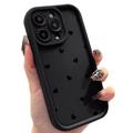 iPhone 15 Pro Max Hartpatroon Schokbestendig TPU Hoesje met Opstaande Randen - Zwart