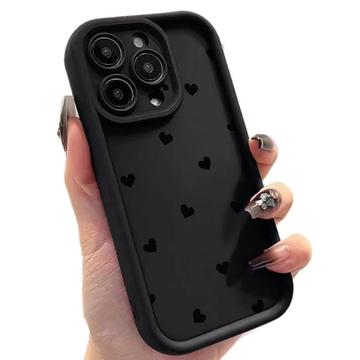 iPhone 15 Pro Max Hartpatroon Schokbestendig TPU Hoesje met Opstaande Randen - Zwart