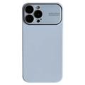iPhone 15 Pro Max Liquid Silicone Case met glasbescherming - Baby Blauw