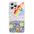 iPhone 15 Pro Max Glimlach & Regenboog Hybride Hoesje - Wit
