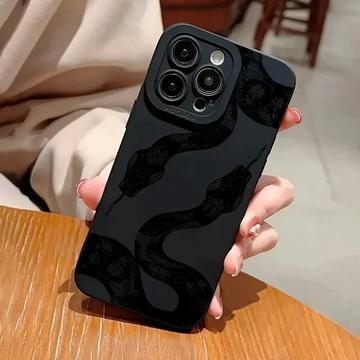 iPhone 15 Pro Max TPU hoesje met slangenpatroon - zwart