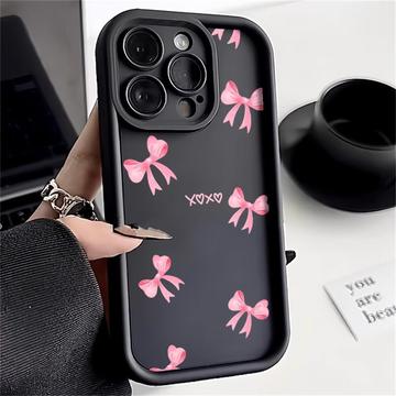 iPhone 15 Pro Max Stijlvol Schokbestendig TPU Hoesje met Opstaande Randen - Zwart / strik