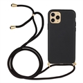 iPhone 15 Pro Max TPU Case met Draagriem - Zwart