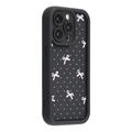 iPhone 15 Pro Stijlvol Schokbestendig TPU Hoesje met Opstaande Randen - Zwart / Strik met stippen