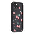 iPhone 15 Stijlvol Schokbestendig TPU Hoesje met Opstaande Randen - Zwart / Kersen