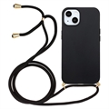 iPhone 15 TPU Case met Draagriem - Zwart