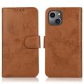 iPhone 15 Vintage 2-in-1 portemonneehoesje met afneembare omslag - bruin