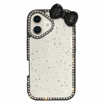 iPhone 16 Strik & Strass Epoxy Hoesje - Zwart