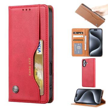 iPhone 16 Kaartset Portemonnee Hoesje - Rood