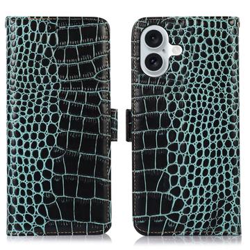 iPhone 16 Crocodile Series Wallet Leren Hoesje met RFID