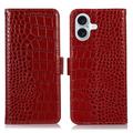 iPhone 16 Crocodile Series Wallet Leren Hoesje met RFID