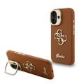 iPhone 16 Guess 4G Logo Stand Camera Frame Hoesje - Bruin