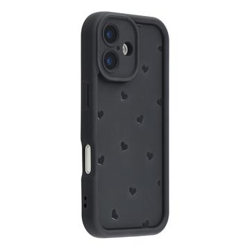 iPhone 16 Hartpatroon Schokbestendig TPU Hoesje met Opstaande Randen - Zwart