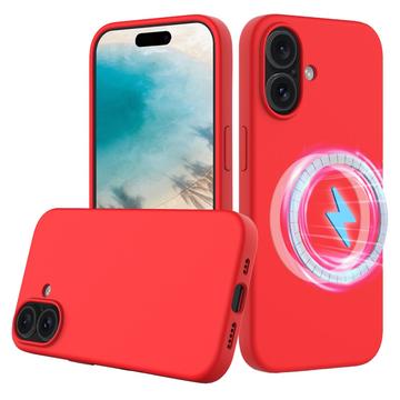 iPhone 16 Liquid Siliconen Hoesje - MagSafe Compatibel - Rood