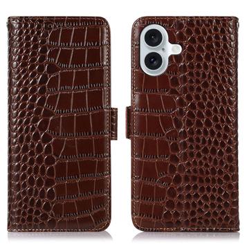 iPhone 16 Plus Crocodile Series Wallet Leren Hoesje met RFID