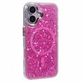 iPhone 16 Plus MagSafe-compatibel glitter pailletten epoxy hoesje - Hot Pink