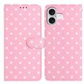 iPhone 16 Plus Polka Dot-patroon Portemonnee Hoesje - Roze
