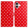 iPhone 16 Plus Polka Dot-patroon Portemonnee Hoesje - Rood