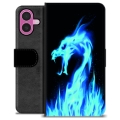iPhone 16 Plus Premium Portemonnee Hoesje - Blauwe Vuurdraak