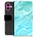 iPhone 16 Plus Premium Portemonnee Hoesje - Blauw Marmer