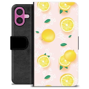 iPhone 16 Plus Premium Portemonnee Hoesje - Citroen Patroon
