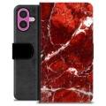 iPhone 16 Plus Premium Portemonnee Hoesje - Rode Marmer