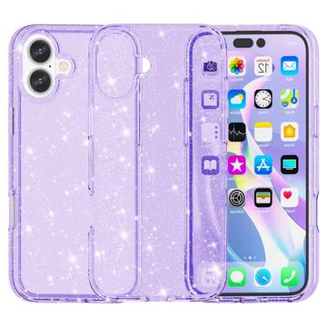 iPhone 16 Plus Stylish Glitter Series Hybride Hoesje - Paars