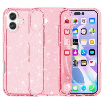 iPhone 16 Plus Stylish Glitter Series Hybride Hoesje - Roze