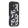 iPhone 16 Plus Stijlvol Schokbestendig TPU Hoesje met Opstaande Randen - Zwart / Grote strik