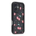 iPhone 16 Plus Stijlvol Schokbestendig TPU Hoesje met Opstaande Randen - Zwart / Strik met stippen