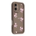 iPhone 16 Plus Stijlvol Schokbestendig TPU Hoesje met Opstaande Randen - Bruin / strik