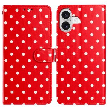 iPhone 16 Polka Dot-patroon Portemonnee Hoesje - Rood