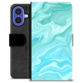iPhone 16 Premium Portemonnee Hoesje - Blauw Marmer