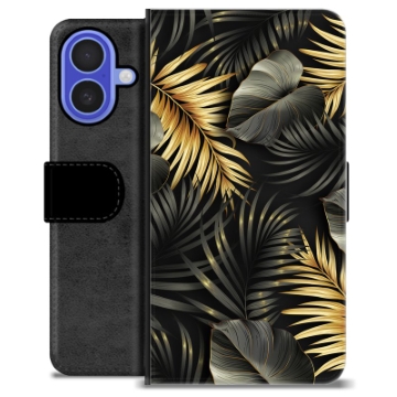 iPhone 16 Premium Portemonnee Hoesje - Gouden Bladeren