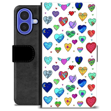 iPhone 16 Premium Portemonnee Hoesje - Harten