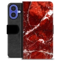 iPhone 16 Premium Portemonnee Hoesje - Rode Marmer