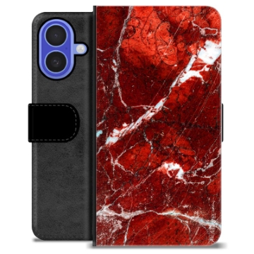 iPhone 16 Premium Portemonnee Hoesje - Rode Marmer