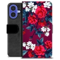 iPhone 16 Premium Portemonnee Hoesje - Vintage Bloemen