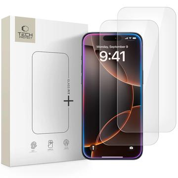 iPhone 16 Pro/17/17 Pro Tech-Protect Glass Fit+ Glazen Screenprotector - 2 st. - Doorzichtig