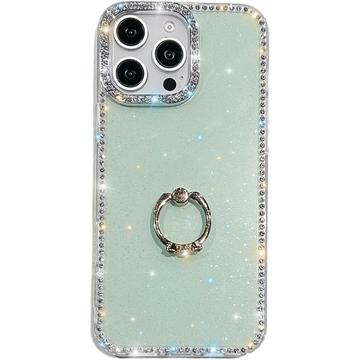 iPhone 16 Pro CrystalGlow Hybride Hoesje met Ringhouder - Groen