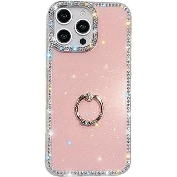iPhone 16 Pro CrystalGlow Hybride Hoesje met Ringhouder - Roze