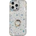 iPhone 16 Pro CrystalGlow Hybride Hoesje met Ringhouder - Sterren / Doorzichtig